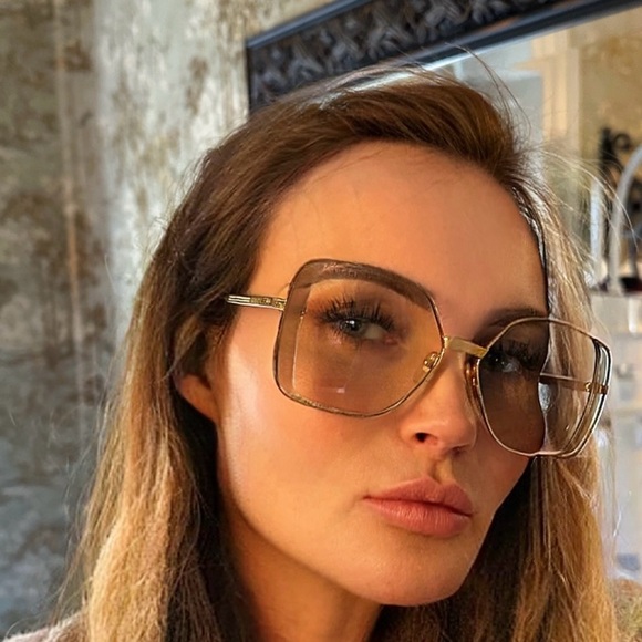 Authentic Gucci Gold-Tinted 59mm Square Sunglasses - Picture 1 of 3